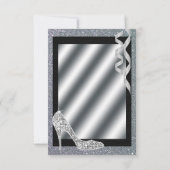 Silver Glittery Stiletto & Streamers Hartelijk dan Bedankkaart (Achterkant)