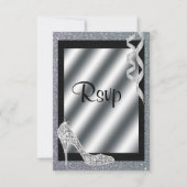 Silver Glittery Stiletto & Streamers RSVP (Voorkant)