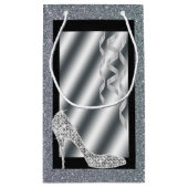 Silver Glittery Stiletto & Streamers Sweet 16 Klein Cadeauzakje (Achterkant)