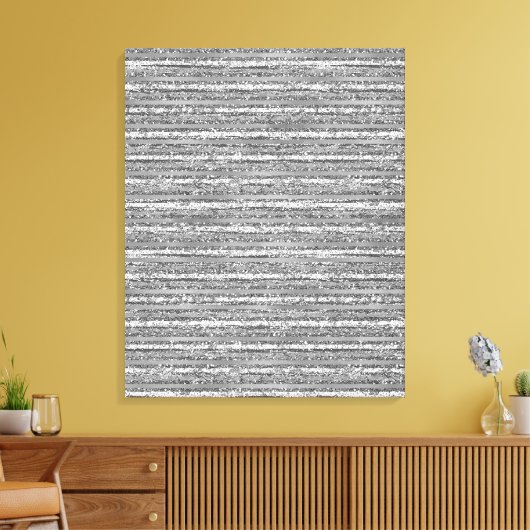 Silver Glittery Stripes Canvas Afdruk (Insitu (Woonkamer))