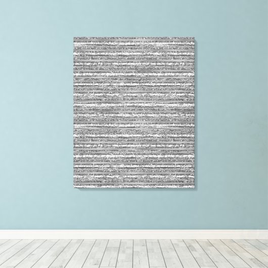 Silver Glittery Stripes Canvas Afdruk (Insitu (Houten vloer))