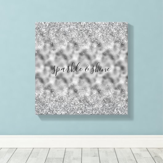 Silver Glitz Sparkle Canvas Afdruk (Insitu (Houten vloer))
