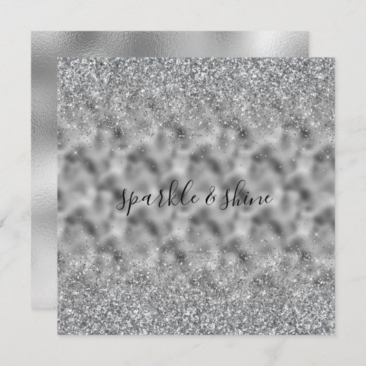 Silver Glitz Sparkle Feestdagenkaart (Voorkant / Achterkant)