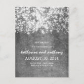 Silver Glitz String Lights Sla de datum op Aankondigingskaart (Voorkant)