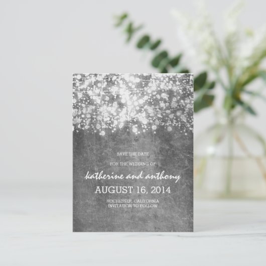 Silver Glitz String Lights  Sla de datum op Aankondigingskaart (Staand voorkant)