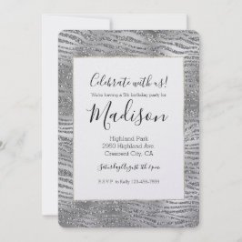 Silver Glitz Zebra Print Kaart
