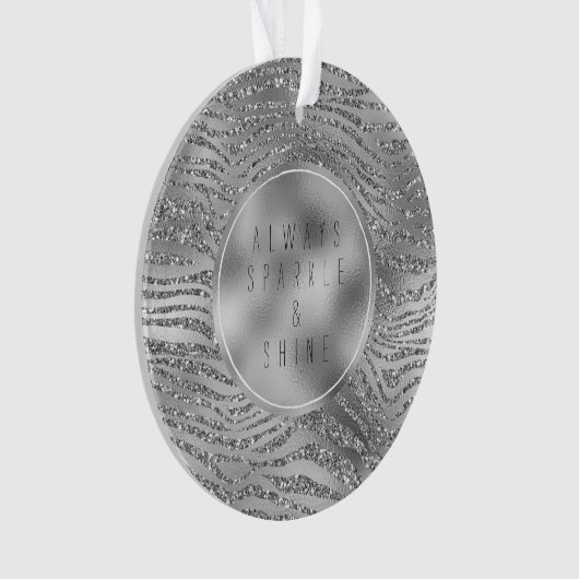 Silver Glitz Zebra Print Ornament (voorkant)