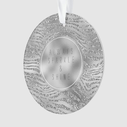 Silver Glitz Zebra Print Ornament (voorkant)