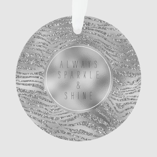 Silver Glitz Zebra Print Ornament (voorkant)