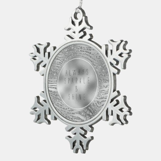 Silver Glitz Zebra Print Tin Sneeuwvlok Ornament (Rechts)