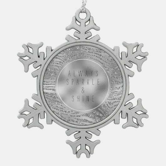 Silver Glitz Zebra Print Tin Sneeuwvlok Ornament (Voorkant)