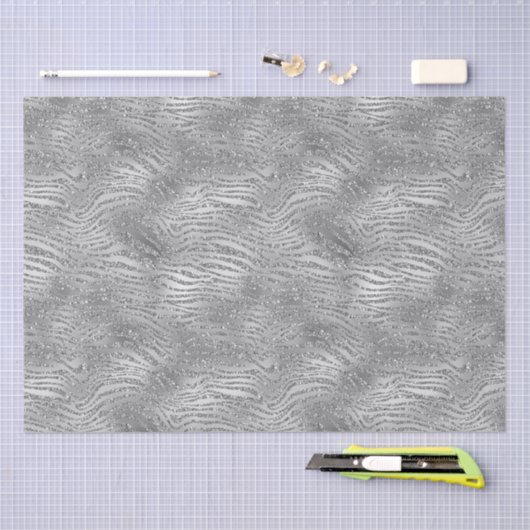 Silver Glitz Zebra Print Tissuepapier (Craft)