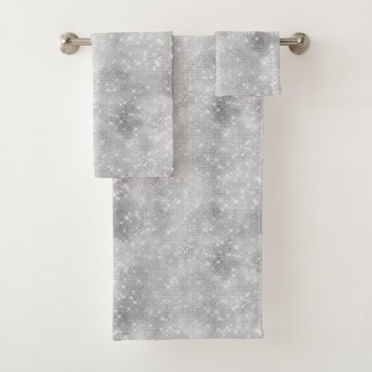 Silver Glitzy Chic Glam Sparkle Bad Handdoek (Insitu)