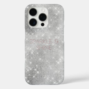 Silver Glitzy Chic Glam Sparkle iPhone 16 Pro Hoesje