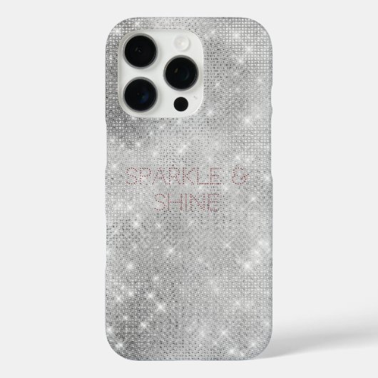 Silver Glitzy Chic Glam Sparkle Case-Mate iPhone Case (Achterkant)