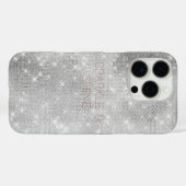 Silver Glitzy Chic Glam Sparkle Case-Mate iPhone Case (Achterkant (horizontaal))