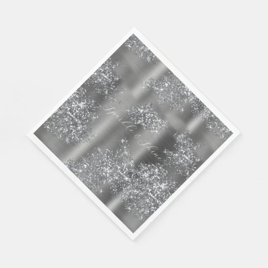 Silver Glitzy Glitter Servet (Hoek)