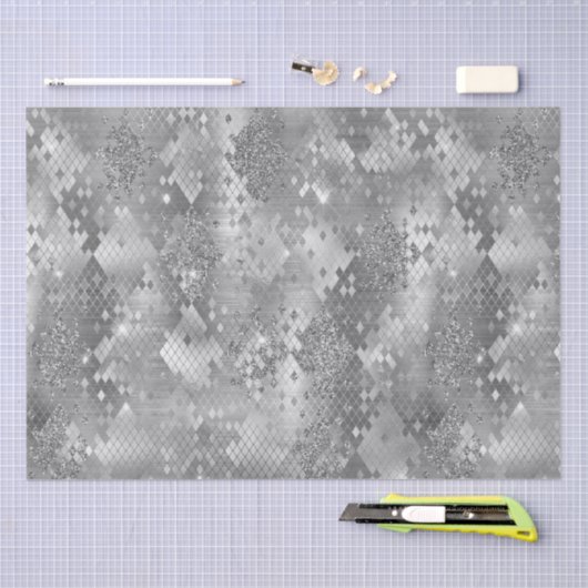 Silver Glitzy Glitter Snake Print Tissuepapier (Craft)