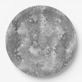 Silver Glitzy Glitter Snake Skin Papieren Bordje (Voorkant)