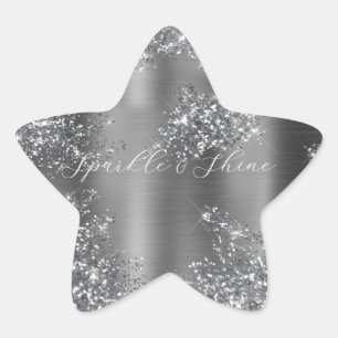 Silver Glitzy Glitter Ster Sticker