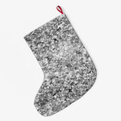 Silver Glitzy Sparkle Glitter Naam Grote Kerstsok (Achterkant (Hangend))