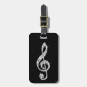 Silver Glitzy Sparkly Muzieknoten Bagagelabel (Voorkant verticaal)