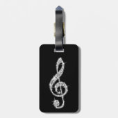 Silver Glitzy Sparkly Muzieknoten Bagagelabel (Achterkant verticaal)
