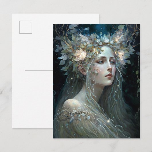 Silver Goddess Fantasy Art Briefkaart (Voorkant / Achterkant)