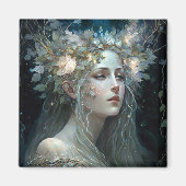 Silver Goddess Fantasy Art Magneet (Voorkant)