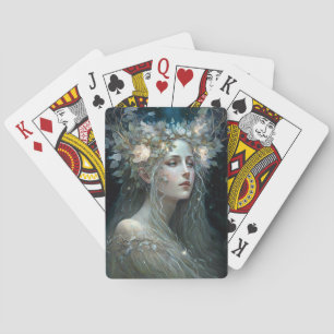 Silver Goddess Fantasy Art Pokerkaarten