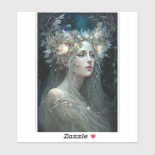 Silver Goddess Fantasy Art Sticker