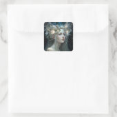 Silver Goddess Fantasy Art Vierkante Sticker (Tas)