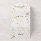 Silver & Gold Abstract Watercolor  Wedding  All In One Uitnodiging (Buitenkant)