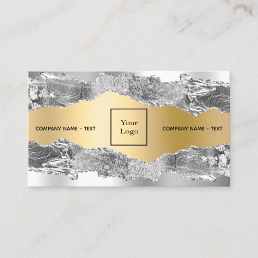 Silver Gold Agaat Marble logo QR-code Visitekaartje (Voorkant)