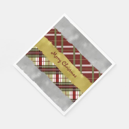 Silver, Gold And Plaid Paper Napkin Servet (Hoek)