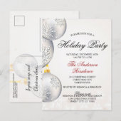 Silver Gold Baubles kerstfeest Uitnodiging Briefkaart (Voorkant / Achterkant)