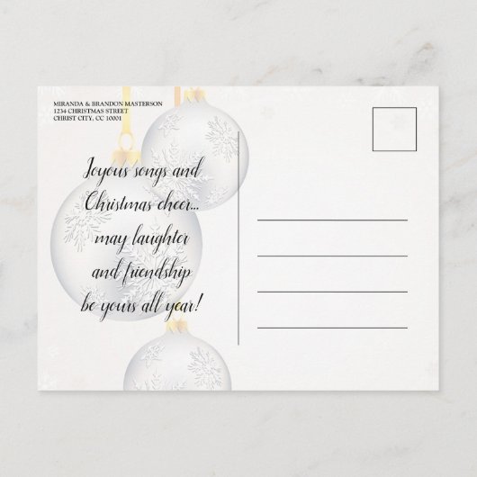 Silver Gold Baubles kerstfeest Uitnodiging Briefkaart (Achterkant)