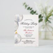 Silver Gold Baubles kerstfeest Uitnodiging Briefkaart (Staand voorkant)