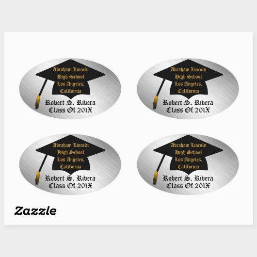 Silver, Gold & Black Custom Afstuderen Stickers (Vel)