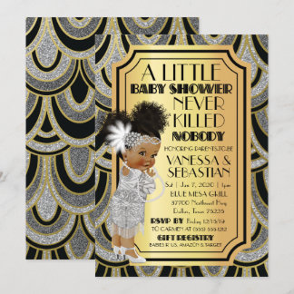 Silver Gold & Black Flapper Afro-Amerikaans Meisje Kaart