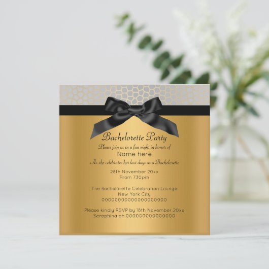 SILVER GOLD BLACK LEOPARD BACHELORETTE INVITATIE KAART (Staand voorkant)