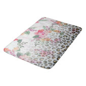 Silver Gold Black leopard Print Pink Flowers Badmat (Gekanteld)