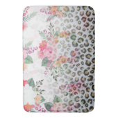 Silver Gold Black leopard Print Pink Flowers Badmat (Voorkant Verticaal)