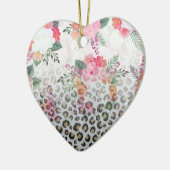 Silver Gold Black leopard Print Pink Flowers Keramisch Ornament (Links)