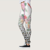 Silver Gold Black leopard Print Pink Flowers Leggings (Links)