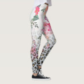 Silver Gold Black leopard Print Pink Flowers Leggings (Rechts)