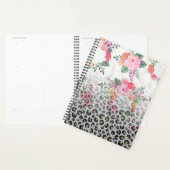 Silver Gold Black leopard Print Pink Flowers Planner (Display)