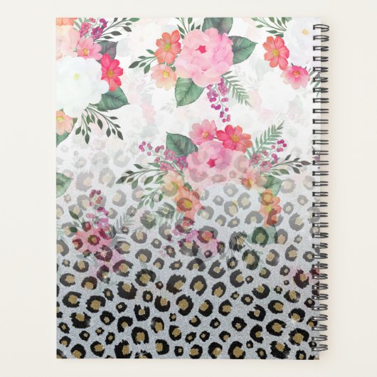 Silver Gold Black leopard Print Pink Flowers Planner (Achterkant)