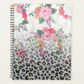 Silver Gold Black leopard Print Pink Flowers Planner (Voorkant)