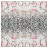 Silver Gold Black leopard Print Pink Flowers Stof (Swatch)